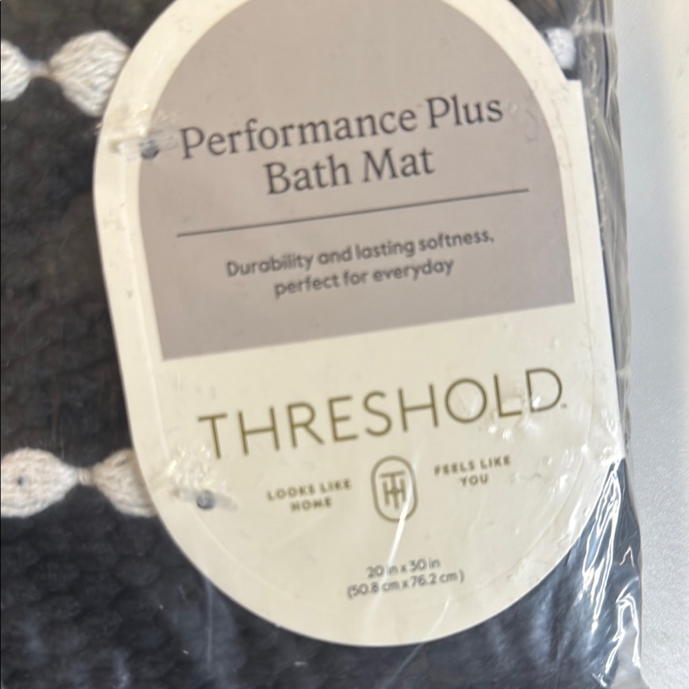Threshold Striped Black and White Bath Mat - Picture 2 of 3